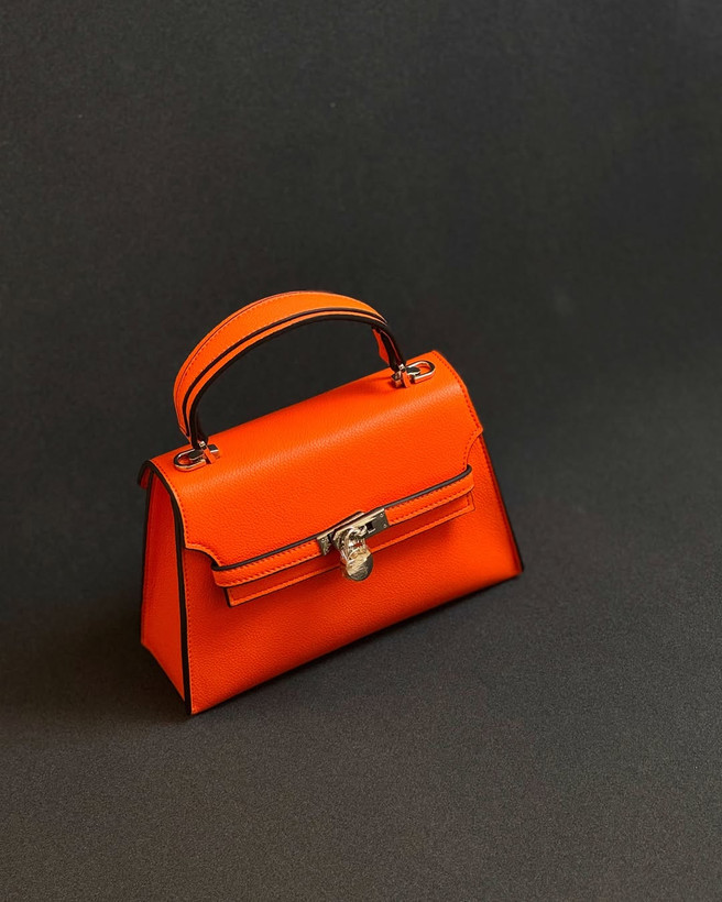 کیف چرم وارداتی زنانه طرح بیریک هرمس نارنجی