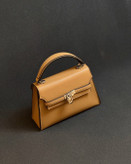 کیف چرم وارداتی زنانه طرح بیریک هرمس نسکافه ای