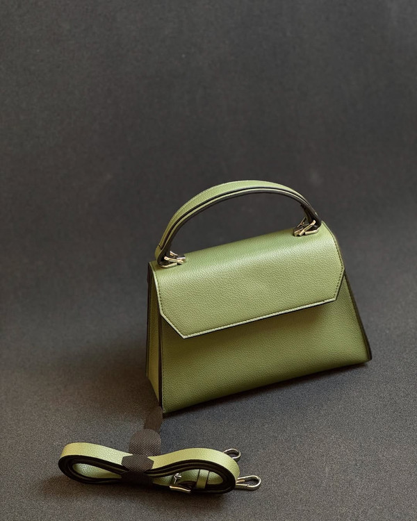 کیف چرم وارداتی زنانه طرح بیریک هرمس سبز