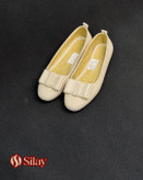 کفش دخترانه پاپیون دار تخت کرم