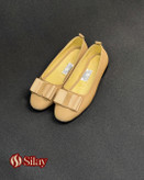 کفش دخترانه پاپیون دار تخت نسکافه ای