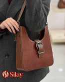 کیف چرم طبیعی زنانه دیبا مدل کمربندی دوشی عسلی