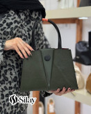 کیف چرم طبیعی زنانه دیبا مدل دکه ای رنگ سبز یشمی