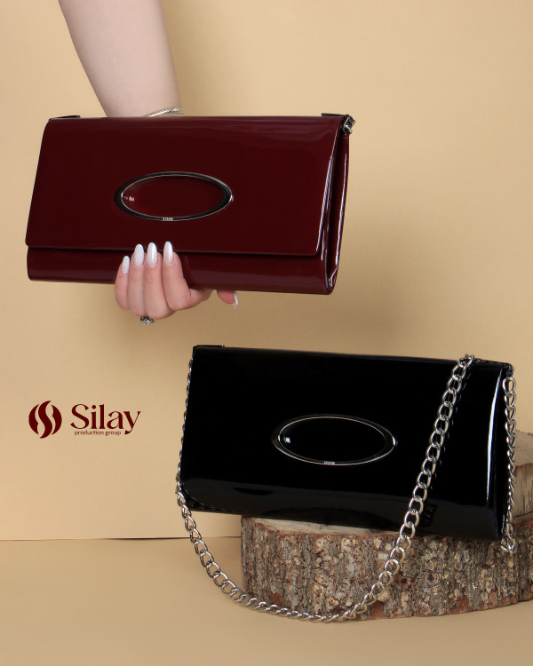 کیف مجلسی زنانه ورنی مدل یراق بیضی | رنگ مشکی و زرشکی