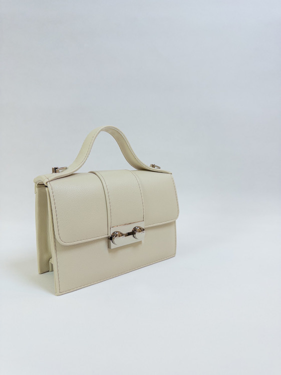 کیف زنانه یراق قفلی دو دکمه کرم