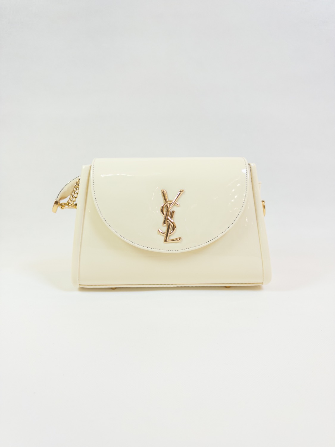 کیف زنانه YSL ورنی شیک و مجلسی کرم