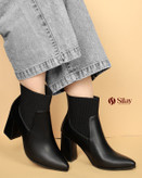 نیم بوت زنانه کشی شبروی پشت چرم با پاشنه ۷ سانتی SIS و زیره نئولایت مشکی