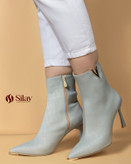 نیم بوت زنانه ترک طرح لویی ویتون با رویه وارداتی طوسی، پاشنه ۹ سانتی داخل فلزی و زیره دافوس