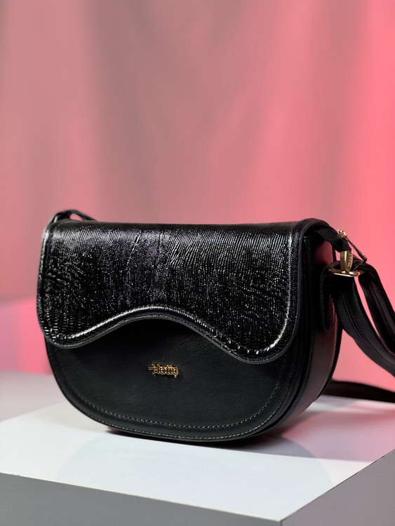 کیف زنانه دوشی برند هاتیج کد 317 رنگ بندی مشکی | عسلی