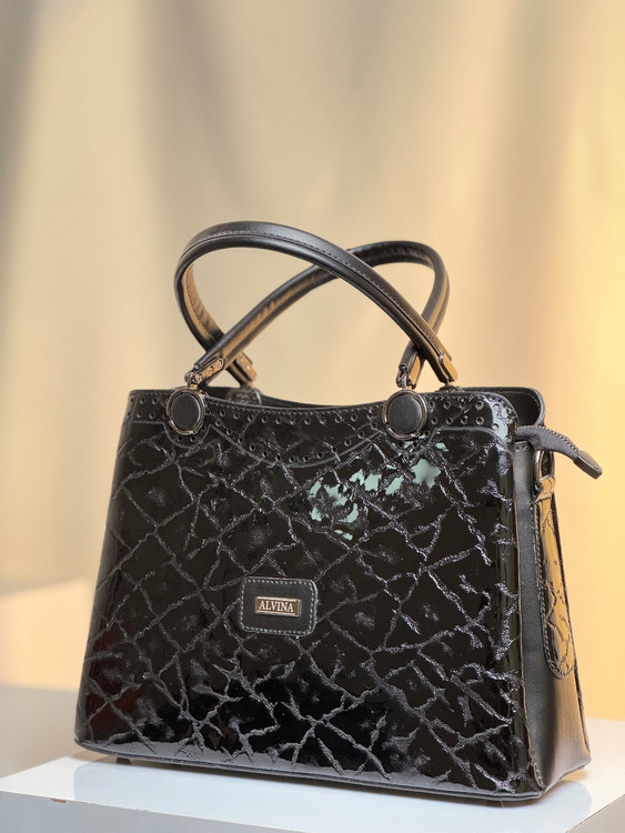 کیف زنانه جنس ورنی درختی وارداتی کد 02 مشکی