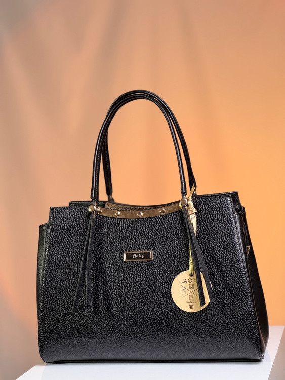 کیف زنانه چرم وارداتی برند هاتیج کد 312 رنگ بندی مشکی