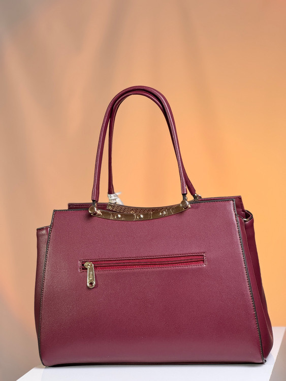 کیف زنانه چرم وارداتی برند هاتیج کد 312 رنگ بندی زرشکی