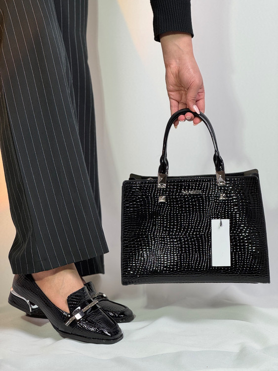 کیف زنانه جنس ورنی لوبیایی وارداتی کد 01 رنگ مشکی