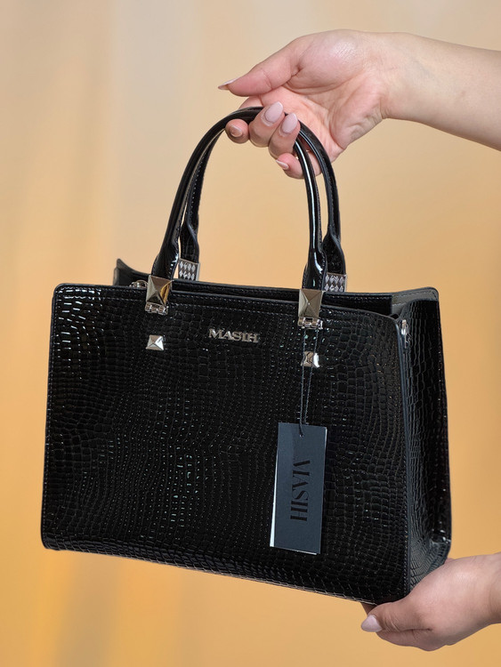 کیف زنانه جنس ورنی لوبیایی وارداتی کد 01 رنگ مشکی