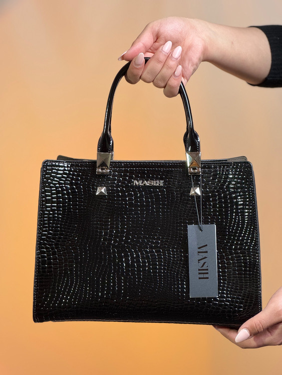 کیف زنانه جنس ورنی لوبیایی وارداتی کد 01 رنگ مشکی