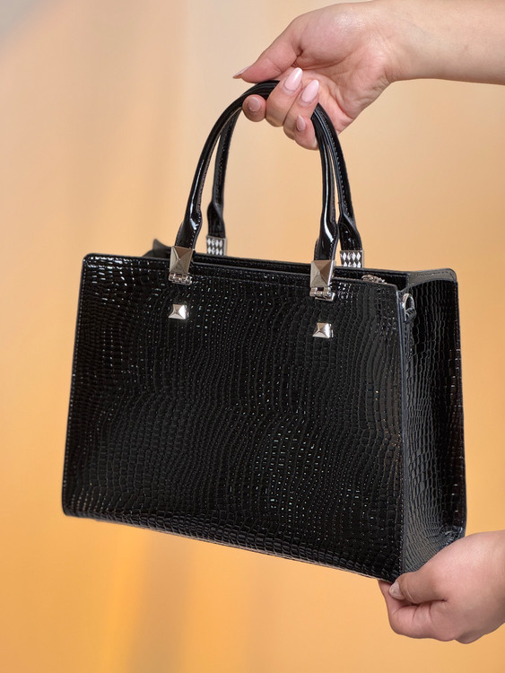 کیف زنانه جنس ورنی لوبیایی وارداتی کد 01 رنگ مشکی