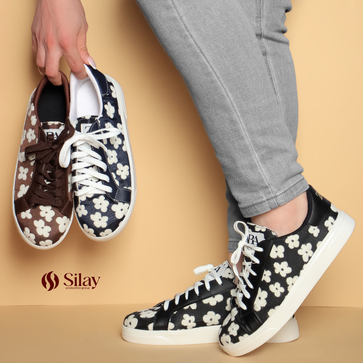 اسپورت ونس گلدار رنگبندی مشکی|سرمه ای|قهوه ای