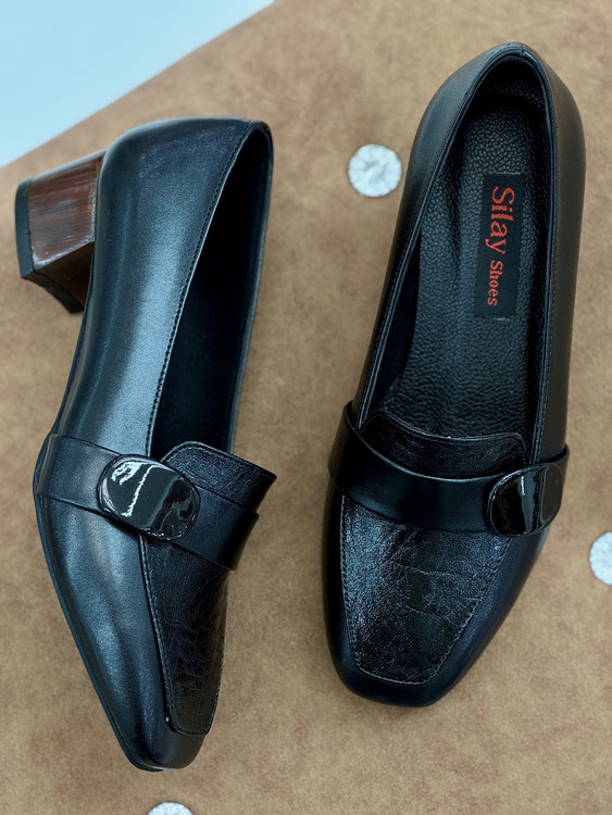 کفش زنانه مدل پاشنه چوبی کد 82 پاشنه 4 سانتی رنگ مشکی